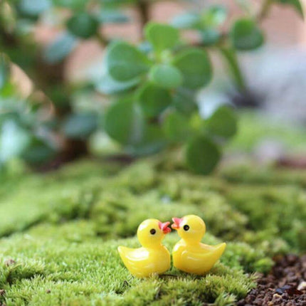 Dollhouse Yellow Duck Plant Decor Mini Five Pack For Dollhouses small resin yellow ducks on moss for miniature garden display