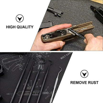 Double-End Steel Wire Pipe Brush for Rust Removal and Cleaning used to remove rust and corrosion from metal gun parts and tight spaces