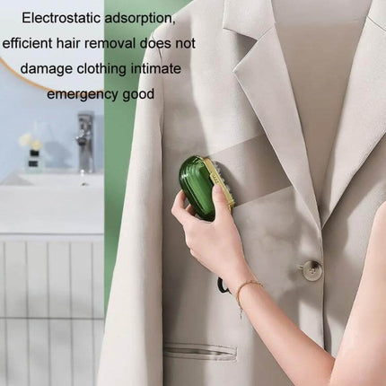 Double-Sided Clothing Lint Remover Roll for Clothes being used on a blazer for quick hair and dust removal, compact travel-friendly lint tool