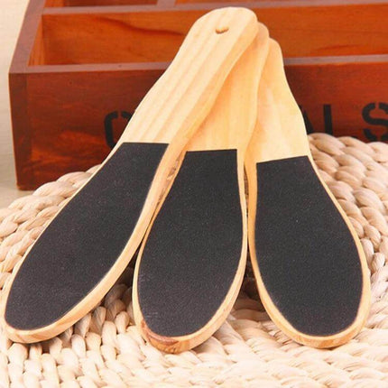 Double Sided Emery Wood Foot Massager For Heels And Dry Skin – wooden double-sided emery foot file for exfoliating heels and elbows, compact 23.4×4.6×0.4 cm
