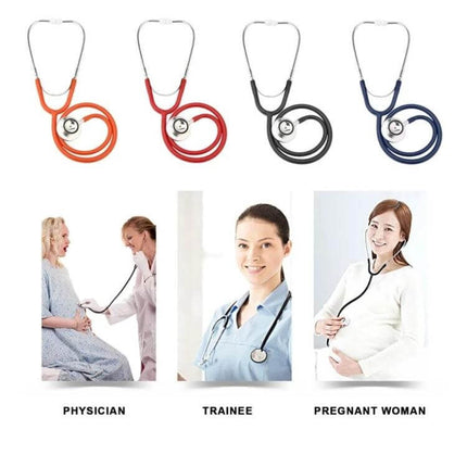 Double Sided Stethoscope With Aluminum Chestpiece Single Tube For Medical Exams - four color options and usage by physician, trainee, pregnant woman