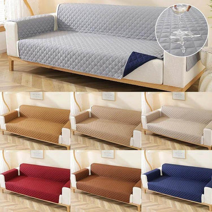 Double-Sided Waterproof Pet Sofa Cover 250x196 cm Diamond Pattern showing reversible quilted waterproof protection on large sofa