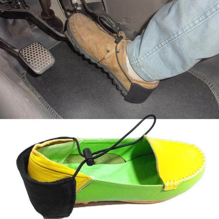 Driving Wear-Resistant Heel Cover For Flat Shoes 8 Cm Wide shown fitted on a flat shoe for driving and daily wear protection