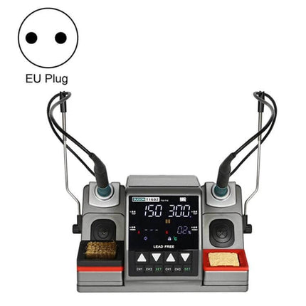 Dual Handles Soldering Station For Small-Joint Projects with two independent handles, digital display and EU plug – precision electronics and jewelry work