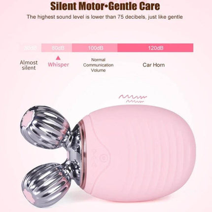 Duosi 2in1 Electric Facial Cleansing Brush For Daily Face Care pink silicone device showing dual massage heads, quiet motor and IPX6 waterproof note