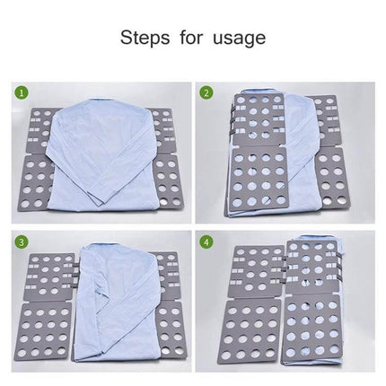 Durable Plastic Laundry Storage Shelf Organizer 66x57 cm shown folding shirt with adjustable panels for neat laundry and closet organization