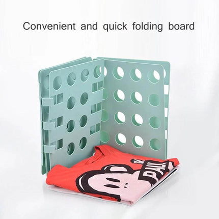Durable Plastic Laundry Storage Shelf Organizer 66x57 cm folding board shown with folded garments for tidy laundry storage
