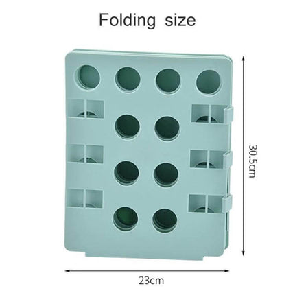 Durable Plastic Laundry Storage Shelf Organizer 66x57 cm - foldable mint plastic shelf with circular vents, compact 23x30.5cm folded size for laundry storage