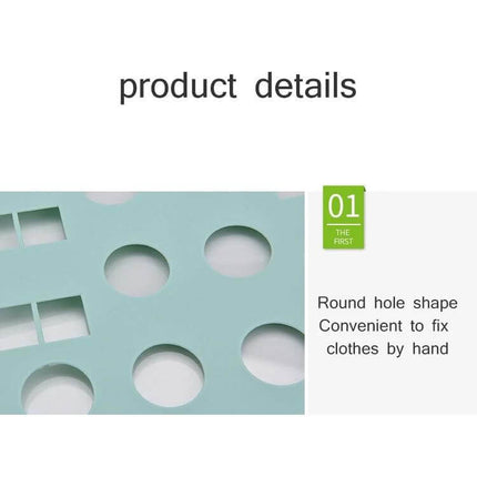 Durable Plastic Laundry Storage Shelf Organizer 66x57 cm - close-up of round hole panel for fixing clothes, adjustable spacing to prevent shifting