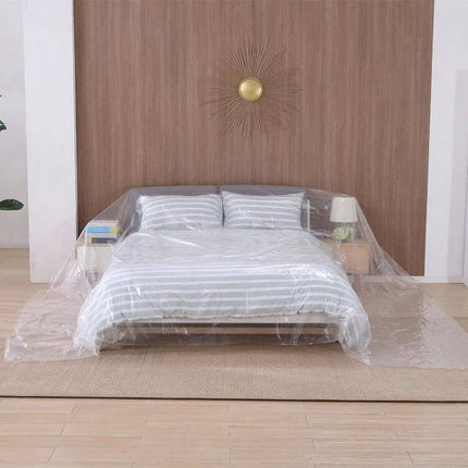 Dustproof Masking Film for Furniture and Walls 55cm x 20m protecting bed and nightstands during painting and renovation