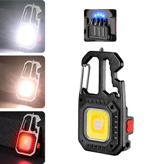 E-SMARTER Mini Bright Light Portable Flashlight Black compact COB LED aluminum clip with magnetic back, hook lock and screwdriver for hands-free use