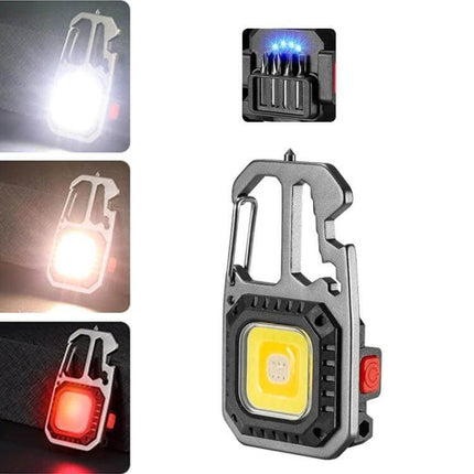 E-SMARTER Mini Bright Light Portable Flashlight Black compact aluminum COB LED with magnetic back, hook lock and screwdriver for hands-free use