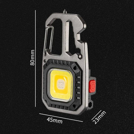 E-SMARTER Mini Bright Light Portable Flashlight Black compact COB LED keychain with carabiner, magnetic back and hook for hands-free use