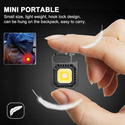 E-SMARTER Mini Keychain Flashlight With COB LED For Daily Use - compact aluminum alloy keychain light with hook, magnetic back and folding bracket