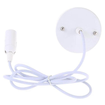 E14 Lamp Holder For DIY Ceiling Chandelier 1m Cable with white PC shell, metal ceiling base and 1m cord for pendant lighting installations