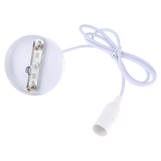 E14 Lamp Holder For DIY Ceiling Chandelier 1m Cable white PC shell metal ceiling base with 1m lead for pendant lighting