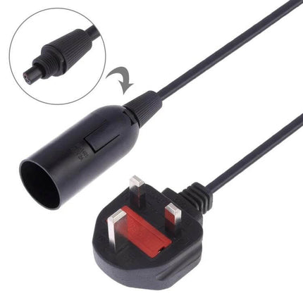 E14 Lamp Holder For Chandeliers With 1.8m Extension Cable black E14 holder with UK plug for pendant and ceiling chandelier wiring