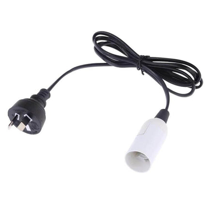 E14 Lamp Holder For Chandelier With 1.5m Extension Cable – white E14 socket with 1.5m black cable and plug for chandeliers and pendant lighting