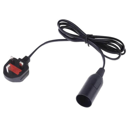 E14 Lamp Holder For Chandelier With 1.5m Extension Cable black holder with UK plug and 1.5m cord for ceiling chandeliers and pendant lights