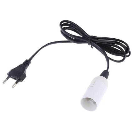 E14 Lamp Holder For Chandelier With 1.5m Extension Cable – white E14 socket with 1.5m black cord and plug for indoor chandeliers