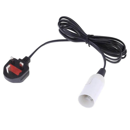 E14 Lamp Holder For Chandeliers With 1.8m Extension Cable white E14 holder with black 1.8m cable and UK plug for pendant and chandelier lighting