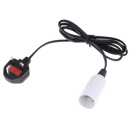 E14 Lamp Holder For Chandelier With 1.5m Extension Cable - white E14 socket with 1.5m black cable and UK plug for chandeliers and pendant lights