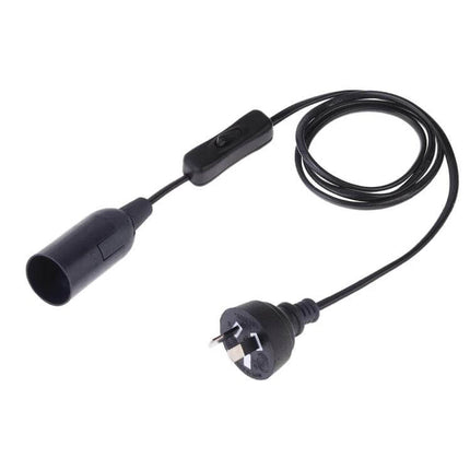 E14 Wire Cap Switch Lamp Holder With 1.2m Extension Cable - black inline switch, 1.2m cord, E14 socket for bedside or DIY lighting