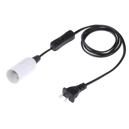 E14 Wire Cap Switch Lamp Holder With 1.2m Extension Cable - white E14 socket, inline switch and 1.2m black power cord for DIY lamps
