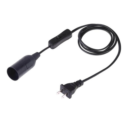 E14 Wire Cap Switch Lamp Holder With 1.2m Extension Cable black inline switch plug-in cord for bedside or ceiling lamps, PET shell, 250V 2A rating
