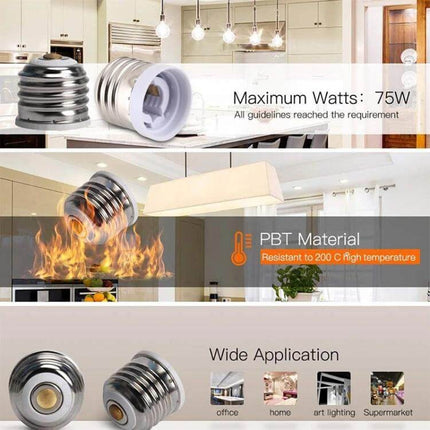 E17 To E14 Lamp Bulbs Adapter For Changing Socket Types - metal and PBT converter showing kitchen lighting, 75W max, fireproof material, wide application