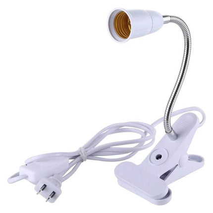 E27 360 Degrees Flexible Clip Lamp Base For Desk Lamp Switch US Plug white clip-on desk lamp with flexible gooseneck and cord