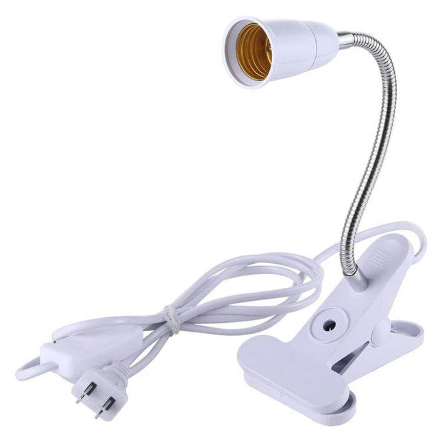 E27 360 Degrees Flexible Clip Lamp Base For Desk Lamp Switch US Plug white clip-on desk lamp with flexible gooseneck and cord