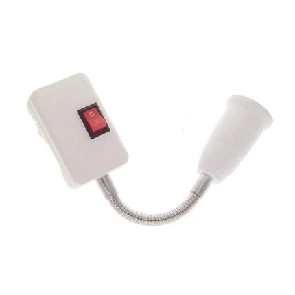 E27 Bulb Holder Extension Socket 20/30/40cm White Silver – white and silver flexible neck with inline switch for pendant or desk lamp