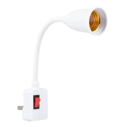 E27 Bulb Holder Extension With Switch For Home Lighting - white E27 socket extension with integrated on/off switch and flexible neck