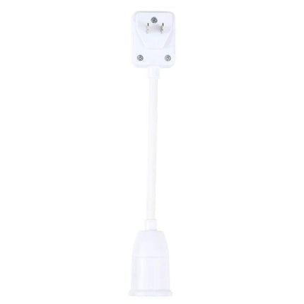 E27 Bulb Holder Extension With Switch For Home Lighting — white plug-in E27 socket extender with integrated on/off switch, 24.5cm cable