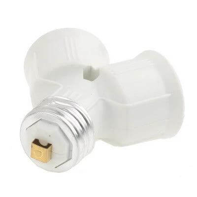 E27 Dual Socket Light Bulb Converter For Two Lamps white dual E27 adapter for bedside or desk lighting, tool-free upgrade, supports two bulbs