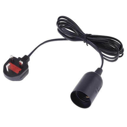 E27 Lamp Holder For Home Lighting With 1.8m Extension Cable UK Plug - black E27 socket with 1.8m cable and UK three-pin plug for DIY lamps