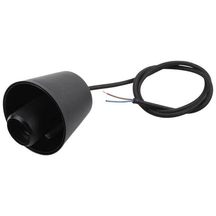 E27 Lamp Holder Silicone Base Socket 1m Black Cable pendant socket with silicone ceiling base and braided 1m black cable for DIY lighting