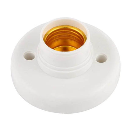 E27 Lamp Holder For Wall Lamps Easy Home Lighting Replacement — white PC wall socket with gold E27 screw interior for quick fixture upgrades