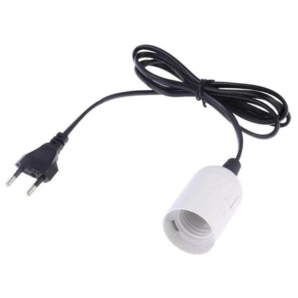E27 Lamp Holder With Extension Cable - Universal Plug Types compact E27 socket with black cord and European plug for DIY lighting