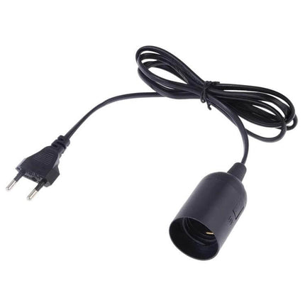 E27 Lamp Holder With Extension Cable - Universal Plug Types compact screw-in socket with black cord for DIY pendant or desk lamps