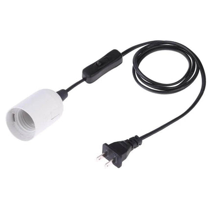 E27 Lamp Holder With On Off Switch For Home Lighting 1.5m Cable - white PET socket, inline switch and 1.5m black cord for DIY lighting