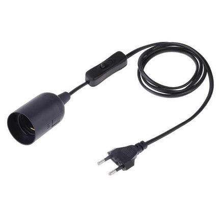 E27 Lamp Holder With On Off Switch For Home Lighting 1.5m Cable - black E27 socket with inline switch and 1.5m cable for DIY lighting