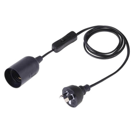 E27 Lamp Holder With On Off Switch For Home Lighting 1.5m Cable - black pendant socket with inline switch and 1.5m cord for DIY lighting