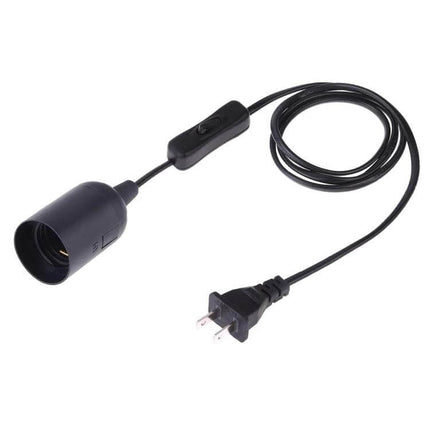 E27 Lamp Holder With On Off Switch For Home Lighting 1.5m Cable black pendant-style socket with inline switch and 1.5m power cord
