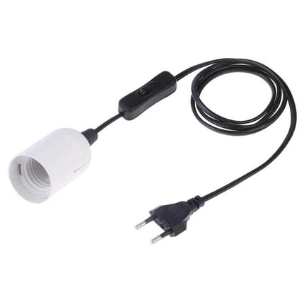 E27 Lamp Holder With On Off Switch For Home Lighting 1.5m Cable - white E27 holder with inline switch and 1.5m black cable, plug included