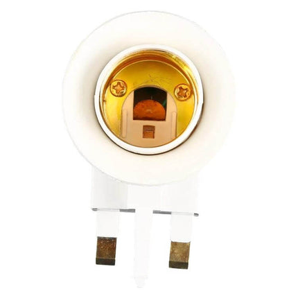 E27 Socket Light Holder with UK Plug for Everyday Home Lighting - white glossy E27 lamp holder with integrated on/off switch and UK plug