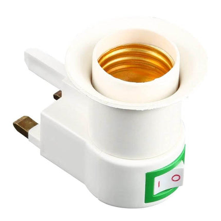E27 Socket Light Holder with UK Plug for Everyday Home Lighting - white plastic E27 lamp holder with integrated on/off switch