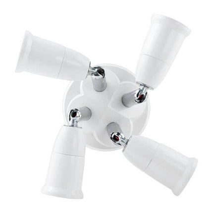 E27 Splitter Adapter 5 In 1 For Lamp Bulb Holder Socket - white 5-socket E27 splitter with 360° rotatable and 180° bendable heads