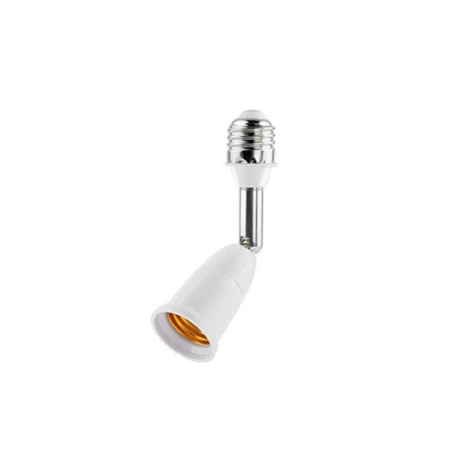 E27 Splitter Adapter 5 In 1 For Lamp Bulb Holder Socket white single swivel E27 extension showing socket and rotating joint